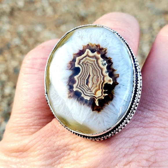 New Oversized Solar Agate 925 Silver Statement Ring. - Picture 14 of 15